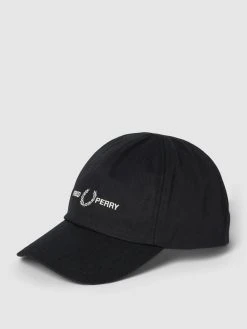 Fred Perry Basecap Mit Label-Stitching Modell 'GRAPHIC BRANDED TWILL CAP' - Schwarz