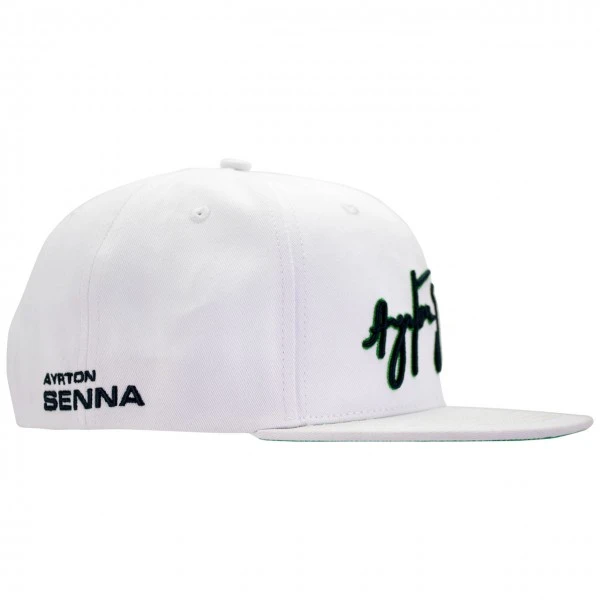 Ayrton Senna Cap Senna Unterschrift Flat Brim Weiß 4 Ayrton Senna Cap Senna Unterschrift Flat Brim Weiß – Bild 2