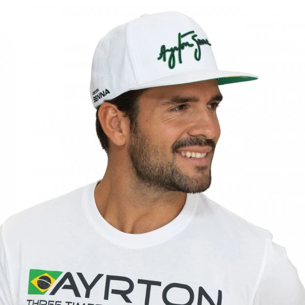 Ayrton Senna Cap Senna Unterschrift Flat Brim Weiß 7 Ayrton Senna Cap Senna Unterschrift Flat Brim Weiß – Bild 5
